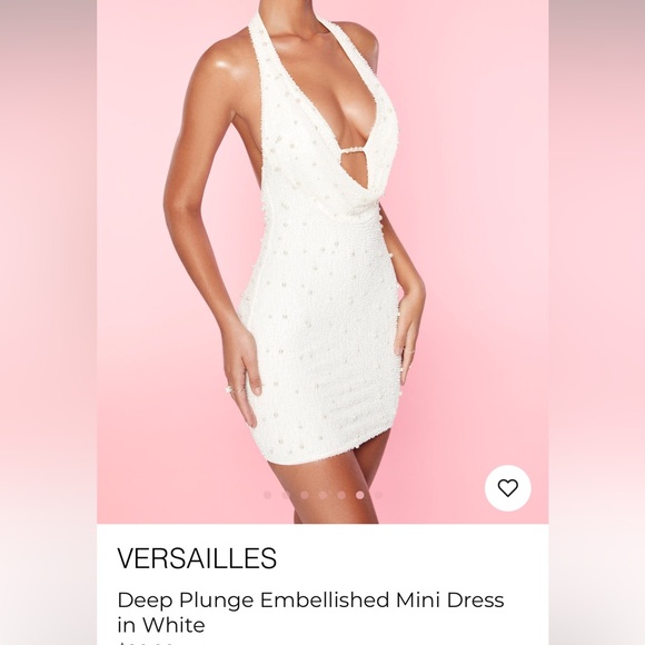 Oh Polly Deep Plunge Embellished Mini Dress in White Size 4 - Picture 5 of 5